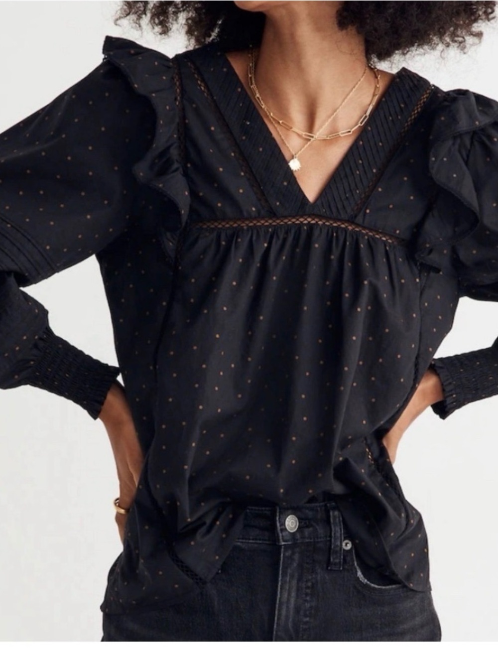 Madewell Voile Ruffled Pintuck Top size Extra Large
